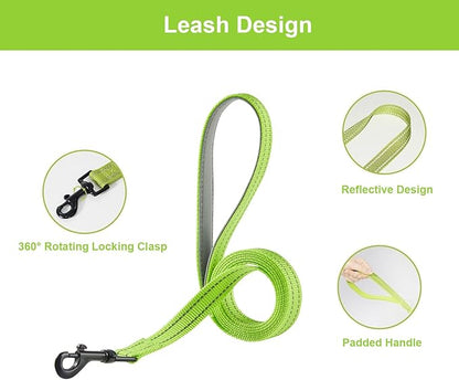 Hipubby Dog Harness and Leash Set, No Pull Soft Mesh Puppy Harness for Small Medium Dogs, Cats - Step in Reflective Breathable Lightweight Vest Harness for Walking, Training - Bright Green, XS