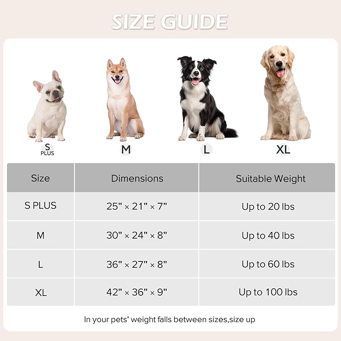 JOEJOY Medium Dog Bed Medium Size Dog, Rectangle Washable Orthopedic Pet Bed with Removable Zipper Cover, Cute Soft Calming Puppy Pet Bed with Jacquard Shaggy Plush & Non Skid Bottom