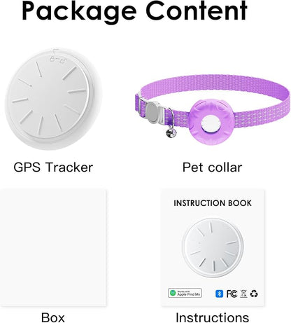 Cat Tracker, Lightweight Pet Tracker for Cats, No Monthly Fee, Waterproof Cat GPS Tracker, Compatible with Apple Find My App(Only iOS), Real-Time Tracking, Precise Positioning, Smart Alerts