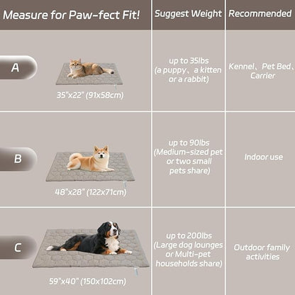 Dog Cooling Mat, Breathable Cooling Mat for Dog Pet Blanket, Washable Cooling Pad for Dogs & Cats, Summer Relief Greige Neutral Decor Mat for Crate, Floor and Car, Taupe, Size A (35"L x 22"W)