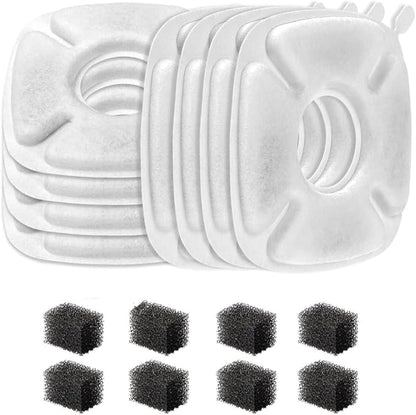 4inch Cats Fountain Replacement Filters with Pre-Filter Sponges for 67oz, 95oz and 135oz Pet/Cat Automatic Water Fountain Dog Water Dispenser (8 Pack)