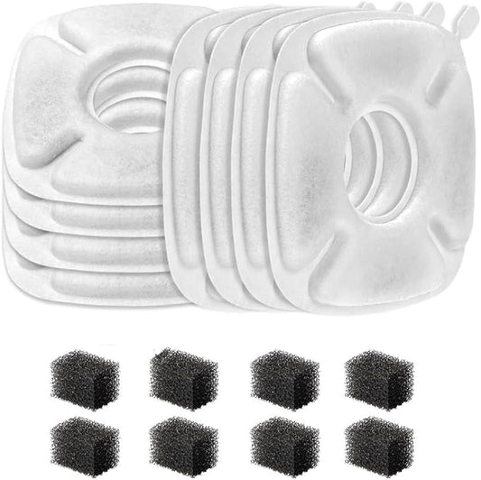4inch Cats Fountain Replacement Filters with Pre-Filter Sponges for 67oz, 95oz and 135oz Pet/Cat Automatic Water Fountain Dog Water Dispenser (8 Pack)