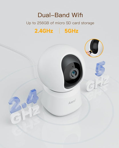 ARENTI 5G Indoor Security Camera, 4MP Pet Camera with Speaker for Dog/Cat, Baby Monitor with Phone App, Dual-Band WiFi, Auto Tracking, Super Night Vision, 2-Way Talk, Cloud & SD Card Storage(P2Q)