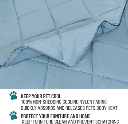 PetAmi Premium Cooling Dog Blanket | Lightweight Fluffy Pet Throw Blanket Bed Cover for Dogs, Cat, Puppies | Pet Blanket Furniture Protector Couch Sofa | Reversible Fuzzy Cozy | 24x32, Dusty Blue