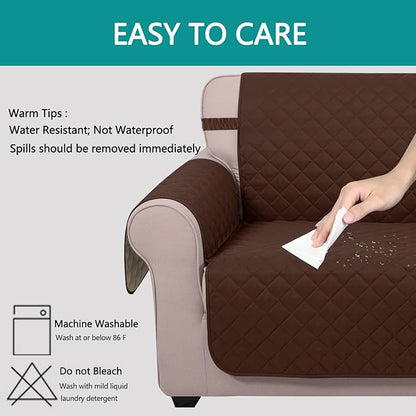 U-NICE HOME Recliner Chair Covers Reversible Quilted Water Repellent Pet Protectors with Elastic Straps (23''Recliner Small, Brown/Beige)