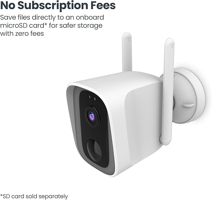 Feit Electric Smart Outdoor Wireless Security Camera, 2K HD Video, Battery Powered or Solar-Ready, Advance Motion Detection, 2.4GHz Wi-Fi, 30ft. Night Vision, 2-Way Audio with Micro SD Card Storage
