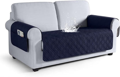 VANSOFY Couch Cover, Waterproof Sofa Covers Washable Slipcover Furniture Protector Couch Seat Covers Non-Slip Couch Cover for Dogs, Pets(Loveseat Plus, Dark Blue)