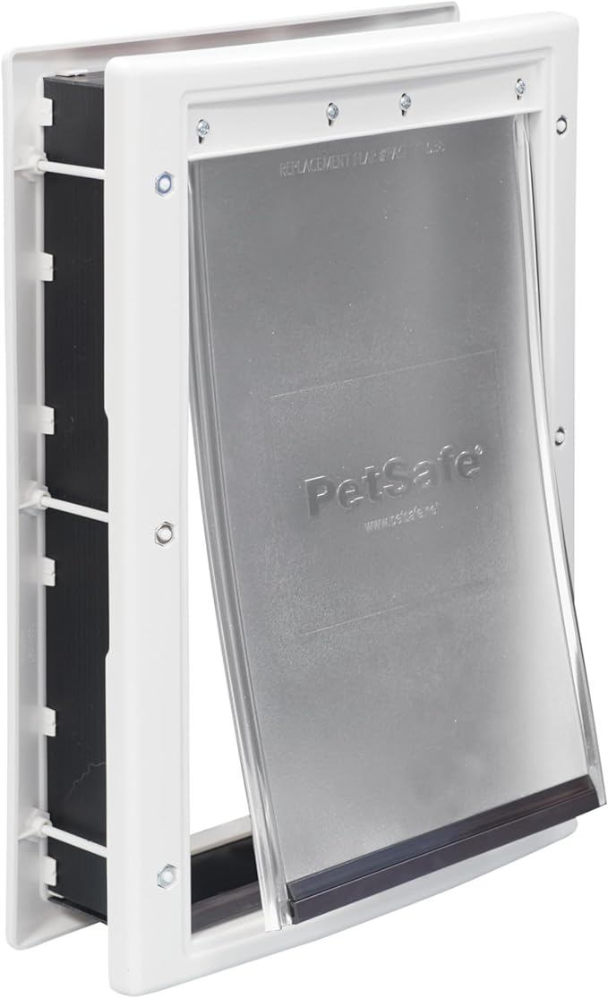 PetSafe Plastic Pet Door - Easy Install for Wood, PVC Metal & Paneled Doors - Rust-Free Plastic Frame - Flap Dimensions 8 1/4" W x 12 1/4" H - for Medium Dogs Weighing Up to 40 lb