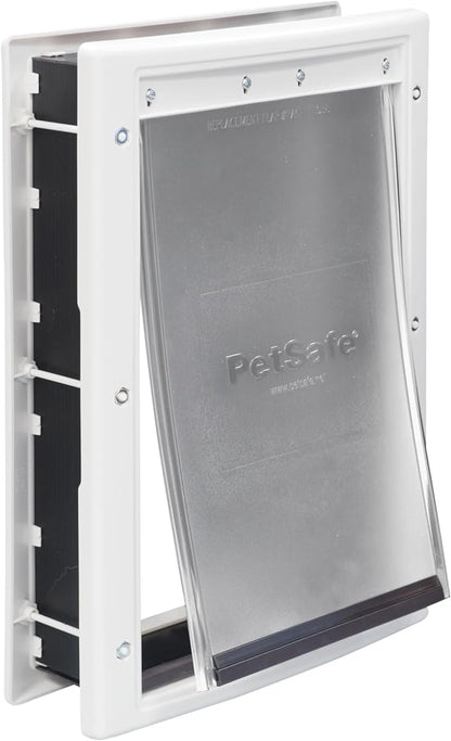 PetSafe Plastic Pet Door - Easy Install for Wood, PVC Metal & Paneled Doors - Rust-Free Plastic Frame - Flap Dimensions 8 1/4" W x 12 1/4" H - for Medium Dogs Weighing Up to 40 lb