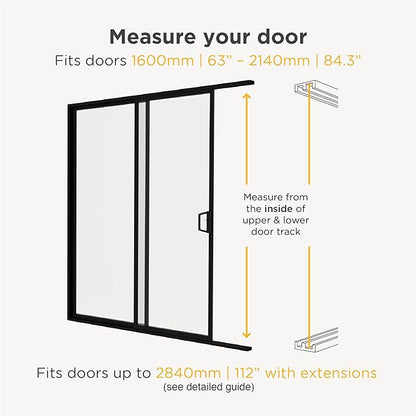 Hakuna Pets V2 Patio Pet Door Screen Insert Panel for Sliding Doors, Fits Door Track Min Ht 62.99" to Max Ht 84.25",UV Resistant Mesh, Locking Magnetic Dog Door, Easy Install and Removal,Large,Silver