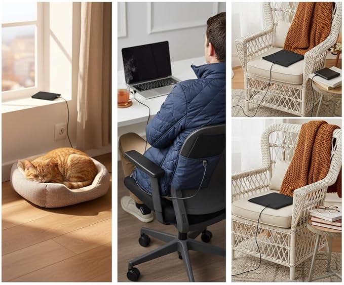 Hyuduo Carbon Fiber Heating Pad, 10 x 15cm, DC 5V USB Powered, 60℃ Constant Temperature, Quick Heat for Pet Bed, Chair Cushion, Clothing