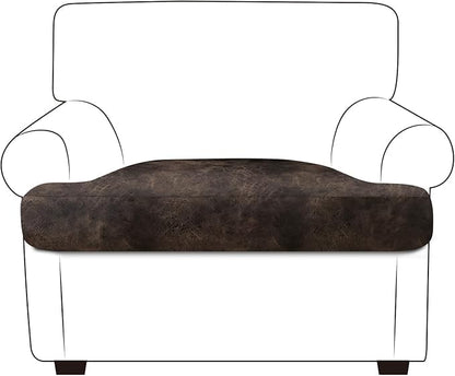ANARACHON Leather Look Couch Cushion Covers Sofa Seat Slipcovers Sets Couches Furniture Protector for Sectional Armchair Loveseat Pets Kids Stretch Spandex Fabric (1 T-Cushion Armchair, Brown)