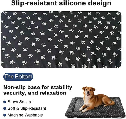 Washable Dog Bed Plush Orthopedic Outdoor Crate Mat with Non-Slip Bottom,Luxe Soft Kennel Pad for Pets, Cozy Cage Cushion & Pet Sleeping Mattress Large Sized,Medium,Small Dogs,36 x 24 inch,Blue