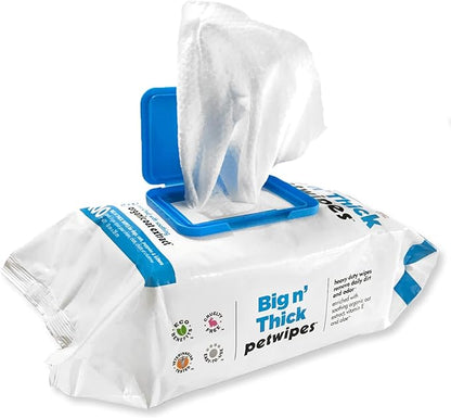Petkin Large Pet Wipes for Dogs and Cats, 200 Count, Organic Oat Extract, Moistened with Gentle Cleaning Formula, Ideal for Home or Travel