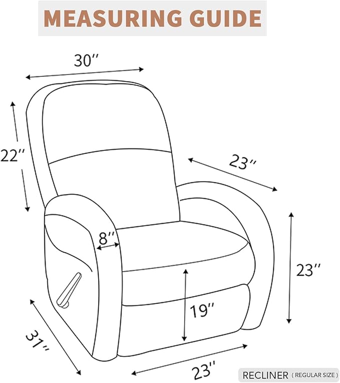 Easy-Going 100% Waterproof Recliner Cover, Dual Waterproof Couch Cover for Recliner, 1- Piece Jacquard Sofa Cover, Leakproof Sofa Slipcover for Kids, Pets, Dog and Cat (Recliner, Chocolate)