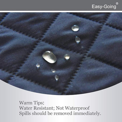 Easy-Going Reversible Loveseat Couch Cover for 2 Cushion Couch Sofa Cover for Dogs Water Resistant Furniture Protector with Foam Sticks Elastic Straps for Pet (Loveseat, Dark Blue/Light Blue)