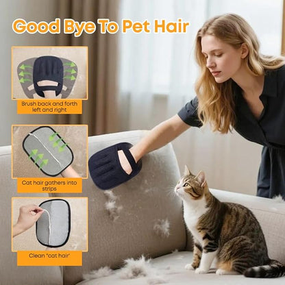 Pet Hair Remover Glove for Cats & Dogs, Upgraded 5-Finger Electrostatic Mesh Mitt, Handheld Grooming Glove Reusable Fur & Lint Remover for Sofa, Couch, Carpet, Clothes & Car Seat – Black
