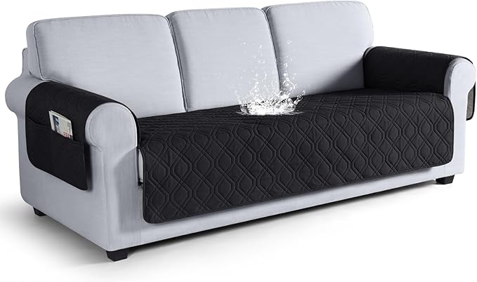 VANSOFY Couch Cover, Waterproof Sofa Covers Washable Slipcover Furniture Protector Couch Seat Covers Non-Slip Couch Cover for Dogs, Pets(Sofa, Black)