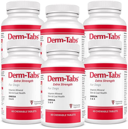 Pet Health Solutions Derm Tabs Extra Strength for Dogs - Natural Oil, Vitamins, Minerals, and Antioxidants - Support Healthy Skin and Reduce Shedding - 360 Chewable Tablets