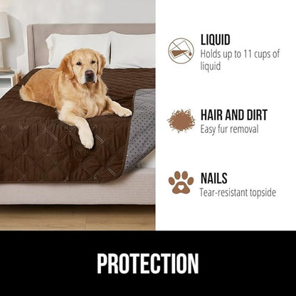 GORILLA GRIP Waterproof Dog Blanket, Leakproof Couch Cover for Dogs, Silicone Grip Backing, Protects Sofa, Sectional, Bed, Crate, Car & RV, Tear-Resistant Washable Senior Pet Blanket, 30x70 Brown