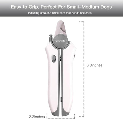 Type-C Rechargeable Dog & Cat Nail Clippers - LED Pet Nail Trimmer Extra Sharp for Small & Medium Dogs (Gray)
