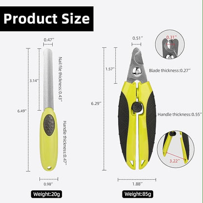 Green Dog Nail Clipper&File Set Plier Style Dog Claw Clippers with Safety Guard Heavy-Duty Dog Toenail Clippers Professional Pet Nail Trimmers for Small Medium Large Dogs and Cats