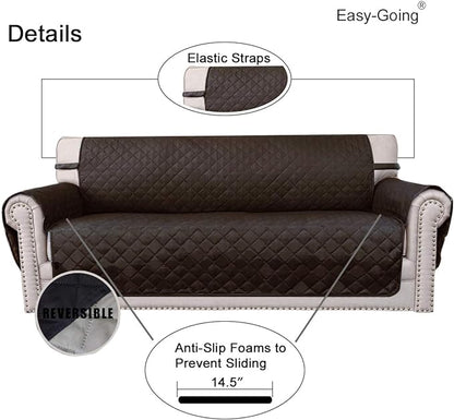 Easy-Going Chair Sofa Slipcover Reversible Sofa Cover Water Resistant Couch Cover Furniture Protector Cover with Elastic Straps for Pets Kids Children Dog Cat (Chair, Chocolate/Beige)