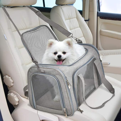 Henkelion Cat Carriers Dog Carrier Pet Carrier For Small / Medium Cats Dogs Puppies (Up To 15lbs), TSA Airline Approved Small Dog Carrier Soft Sided, Collapsible Waterproof Travel Puppy Carrier - Grey