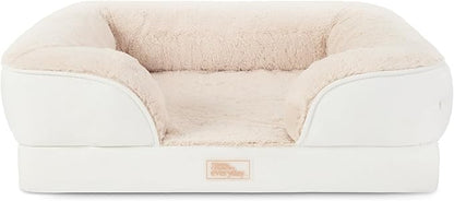 Town & Country Everyday CuddleTown Comfy Solid Bolster Sofa Pet Bed, Supportive & Calming Egg Crate Foam, Non-Slip Bottom, Machine Washable Cover, Cream, Large 35"x25"x8"