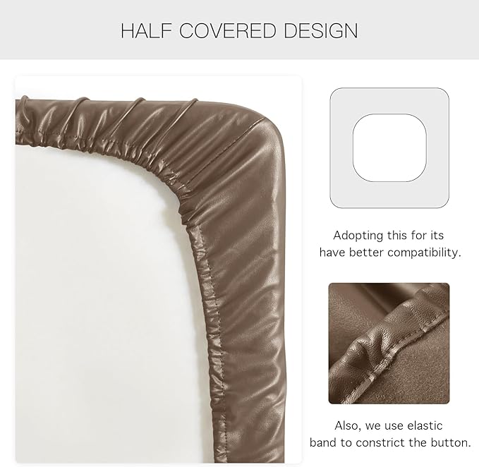 Yates Home PU Leather Couch Sofa Cushion Slipcover Water-Proof Elastic Chair RV Seat Covers Loveseat Slip Cover for Settee Seater Replacement in Living Room（3 Piece Large Sofa Cushion Covers,Camel
