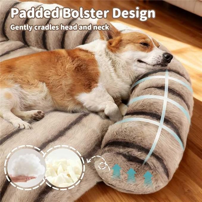 WATANIYA PET Large Dog Couch Bed, Fluffy Washable Couch Protector for Dogs with Removable Cover, Non-Slip Dog Sofa Bed, 45x37 Inch, Brown