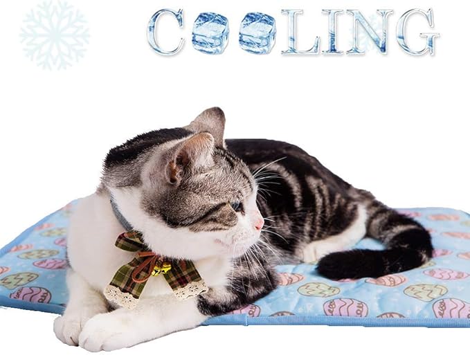 SEIS Dog Ice Pad Ice Silk Cats Kennel Mat Pet Cooling Pad Summer Cool Bamboo Mat Breathable Pad (Blue, L