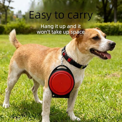 2-in-1 Collapsible Dog Bowls Foldable Pet Food & Water Bowl Silicone Feeding Dish for Traveling,Camping,Walking,Hiking (Blue)