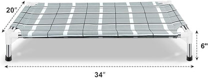 Elevated Raised Outdoor Dog Bed - Cooling Lifted Outside Dogs Cot Bed with Non-Slip Feet Dog Hammock Bed with Stainless Steel Frame Portable Puppy Pet Bed for Indoor & Outdoor