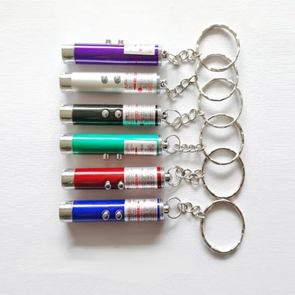 Mini Cat Toys Laser Pointer Pen Keychain Flashlight Funny Dog Stick Pet Lamp White Light LED Infrared Button Electronics Included (6 Color Mix Pack, 6 Color Mix)