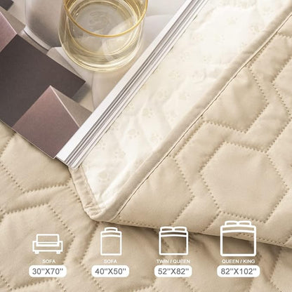 Tcksstex Waterproof and Non-Slip Dog Bed Cover and Pet Blanket Sofa Pet Bed Mat ，car Incontinence Mattress Protectors Furniture Couch Cover for Most Cats Dogs,Pets（30x70-Beige）