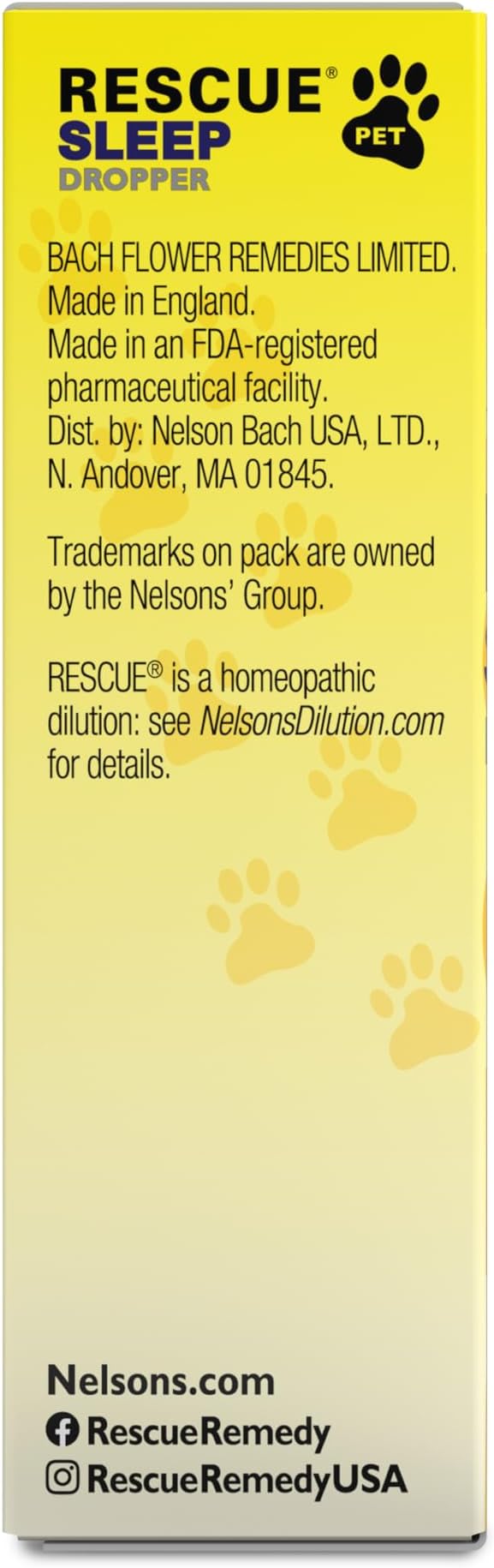 Rescue Pet Sleep Dropper - 10 mL - Sleep Aid for Dogs & Cats with Bach Natural Flower Essences - Sedative-Free, Homeopathic Liquid Formula - For All Breeds, Ages & Weights