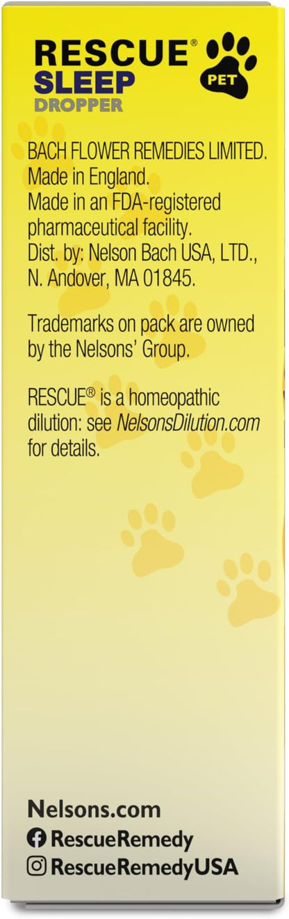 Rescue Pet Sleep Dropper - 10 mL - Sleep Aid for Dogs & Cats with Bach Natural Flower Essences - Sedative-Free, Homeopathic Liquid Formula - For All Breeds, Ages & Weights