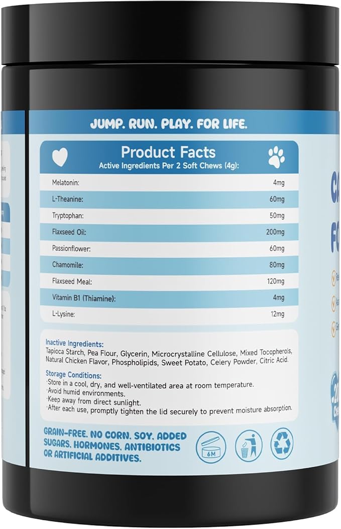 Advanced Calming Chews for Dogs with L-Theanine & Melatonin - 200 Count for Anxiety & Stress Relief | Enhanced with Tryptophan, Chamomile & Passionflower | Separation, Thunder, Fireworks Support