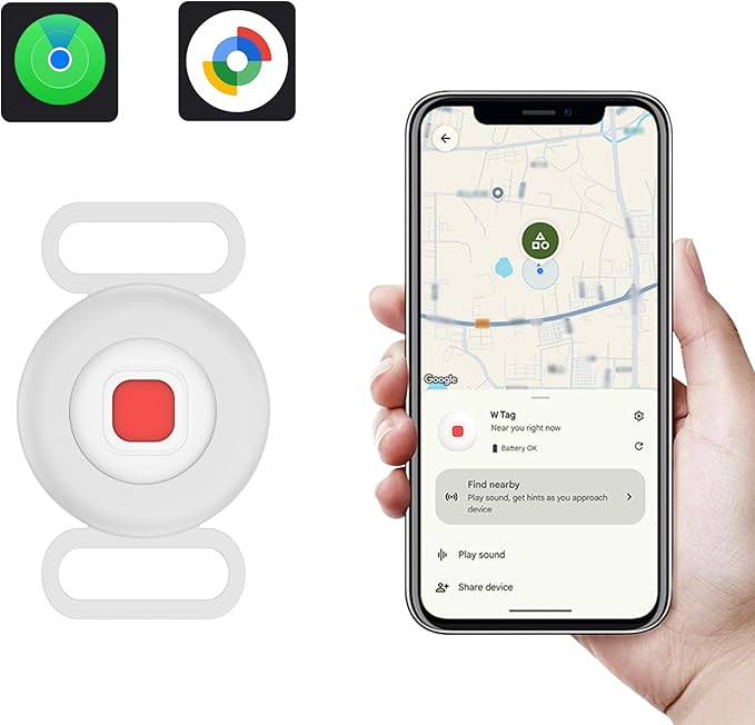 Dog Tracker, Pet Tracker for Dogs, Bluetooth Dog Tracking Tag Works with Apple Find My & Android Find Hub, IP67 Waterproof Anti-Lost Locator (White 1 Pack)