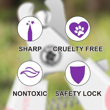 OneCut 6" Dog Nail Clippers for Small, Medium and Large Breed Professional Pet Nail Trimmers -Suitable for Cats, Rabbits and Guinea Pigs with Safety Guard to Avoid Over Cutting (Purple)