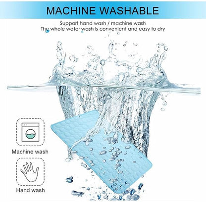 SOMOYA Dog Self Cooling Mat Pet Washable Cooling Pads Blanket Sleeping Kennel Mat,Ice Silk Sleep Mat Pad Non-Toxic Breathable Sleep Bed Beach for Large Dogs Cats (Blue, 27.5x39.4 in)