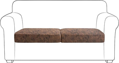 Yates Home PU Leather Couch Sofa Cushion Slipcover Elastic Chair RV Seat Covers Loveseat Slip Cover for Seater Replacement in Living Room(2 Piece Large Sofa Cushion Covers,Brown)
