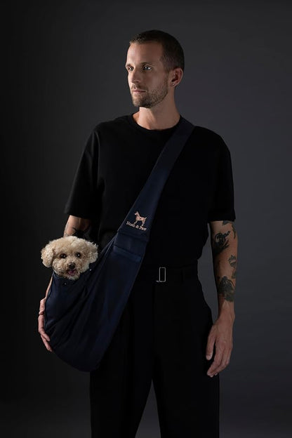 Noah & Paw Dog Sling Carrier for Small Dogs 5-18lb, Dog Sling for Small Dogs and Cats, Dog Carrier with Adjustable Padded Strap, Premium Twill, Lined with Fur, Double Safety Feature, Machine Washable