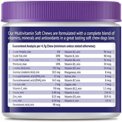 Dog Multivitamin Chewable - 22 in 1 Dog Vitamins and Supplements with Green Lipped Mussel & Omega 3 for Joints, Skin & Coat, Immune System - Senior & Puppy Multivitamin for Dogs - 60 Beef Chews