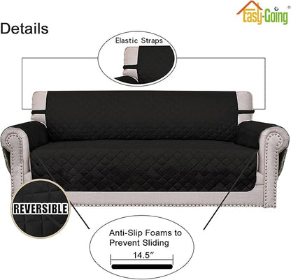 Easy-Going Chair Sofa Slipcover Reversible Sofa Cover Water Resistant Couch Cover Furniture Protector Cover with Elastic Straps for Pets Kids Children Dog Cat (Chair, Black/Black)