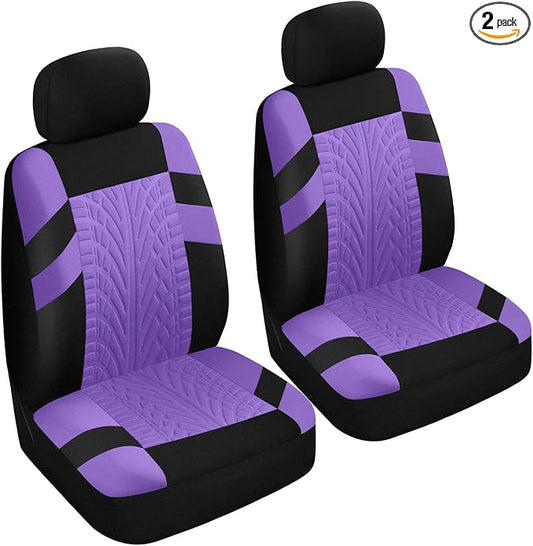 2PCS Car Front Seat Cover with 2 Headrest Covers, Breathable Waterproof Seat Covers for Front Seats, Universal Seats Cover Protector Car Accessories for Most Vehicles (Purple)