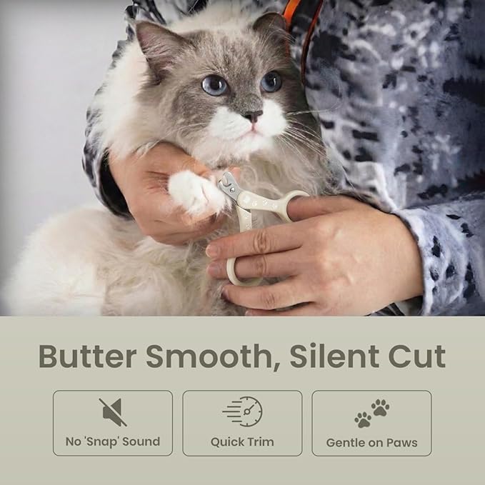 Necoichi Purrcision Feline Nail Clippers | Lever Principle Cat Nail Clipper | Butter-Smooth Cuts | Seki, Gifu Swordsmith Craftsmanship | Stainless Steel Cat Claw Trimmer for Indoor Cats (Gray)