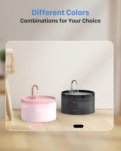 Cat Water Fountain Pink for Drinking: 67oz/2L Cat Fountain - GIOTOHUN Cute Pet Water Fountain for Cats Inside - Quiet Pet Fountain - Faucet Cat Drinking Fountain - Suitable for Kitty & Kitten