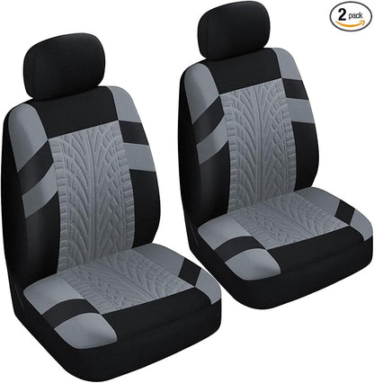 2PCS Car Front Seat Cover with 2 Headrest Covers, Breathable Waterproof Seat Covers for Front Seats, Universal Seats Cover Protector Car Accessories for Most Vehicles (Gray)